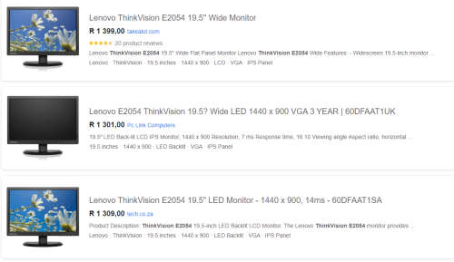 DISPLAY UNIT, AS NEW*BOXED*LENOVO THINKVISION E2054*19.5"*IPS*1440X900*WARRANTY