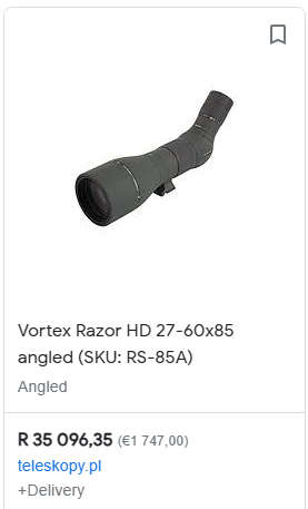 AS BRAND NEW*VORTEX RAZOR 85MM ANGLED SPOTTING SCOPE*27-60x85*