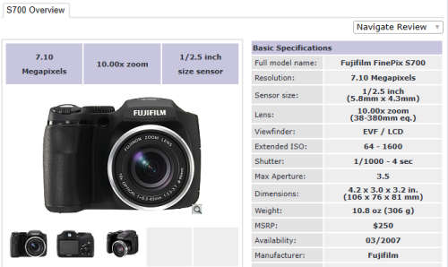 FUJIFILM FINEPIX S700*10x OPT*7.1MP*