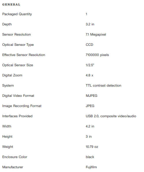 FUJIFILM FINEPIX S700*10x OPT*7.1MP*