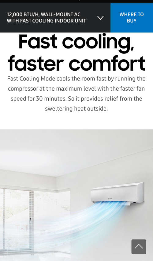 Samsung Split Air conditioner unit AR12MQFRBWKN. NON-INVERTER