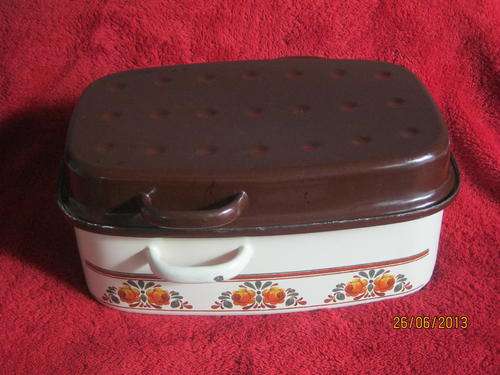 An old ENAMEL Baking Pan and Lid