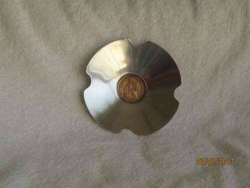 A stainless steel Pin Tray. (With a 1962 penny in the centre)