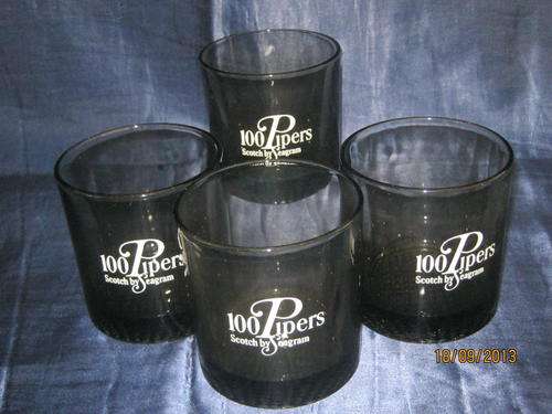 A set of 4 100 Pipers Whisky Glasses