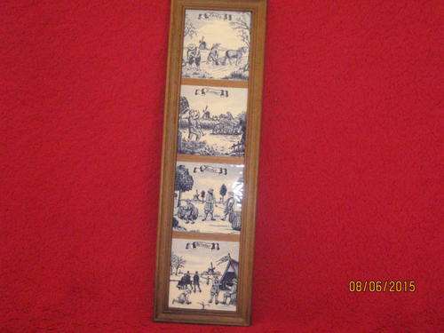 4 small Delft Tiles framed (Seasons)
