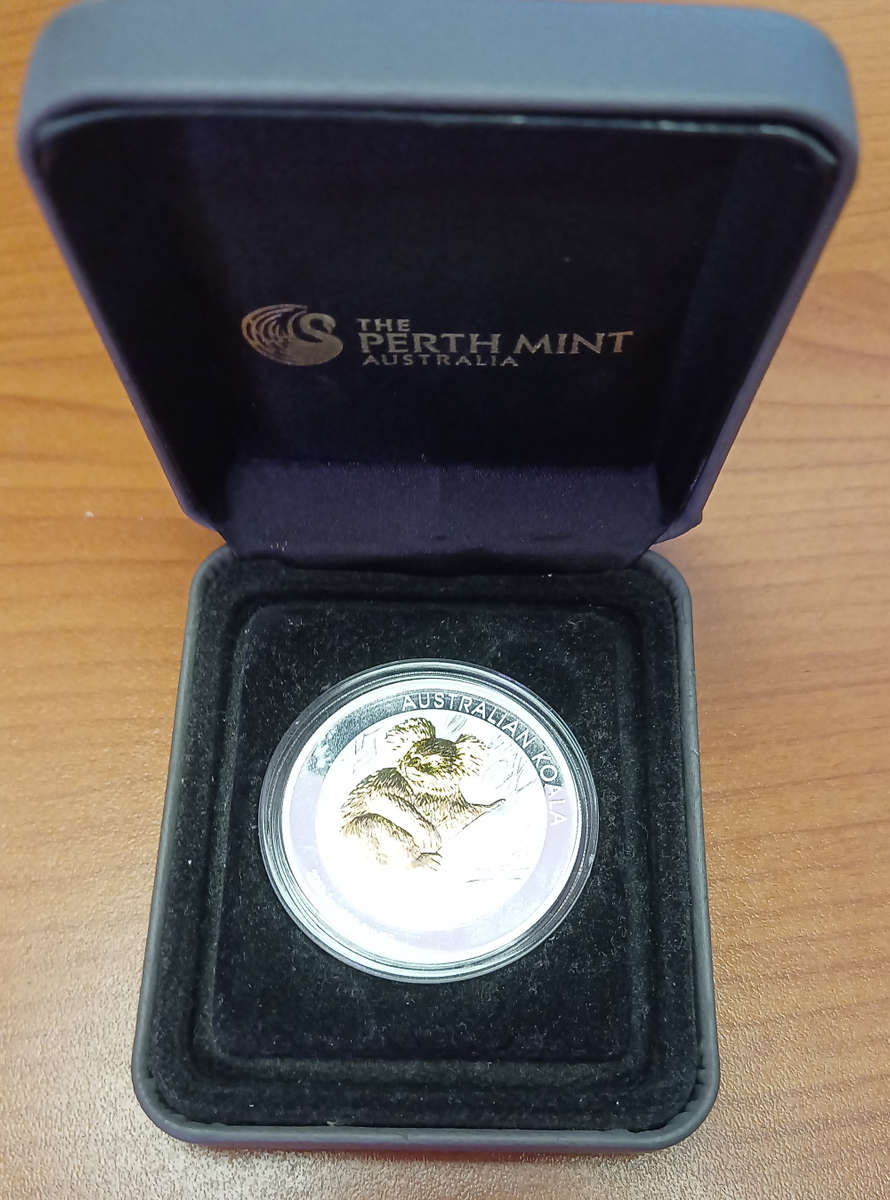 2013 Australian Koala 1 oz Silver 24-karat Gold Gilded Koala Coin with Box