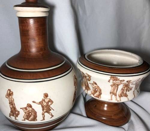 Decorative Roman inspired hand painted porcelain vases