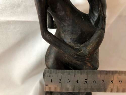 HIGHLY DETAILED HAND CARVED WOOD STATUE OF A CREATURE EATING 21cm