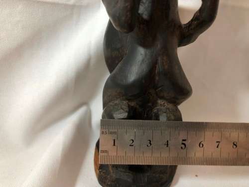 HIGHLY DETAILED HAND CARVED WOOD STATUE OF A CREATURE EATING 21cm