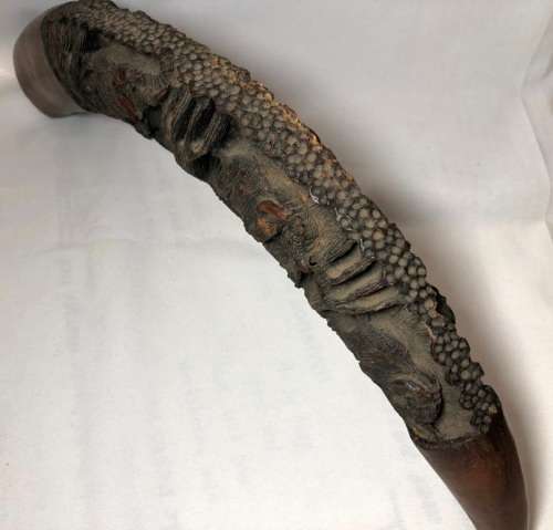 Unique wood carving of Elephants in a tusk shape - the perfect display piece