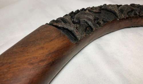 Unique wood carving of Elephants in a tusk shape - the perfect display piece