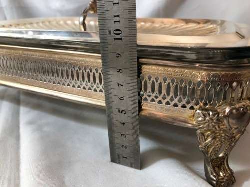 Highly detailed antique silver plated and glass entre dish with cover