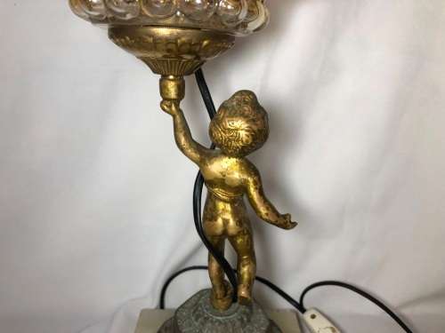 VINTAGE BRONZE FIGERUNE TABLE LAMP ON A MARBLE BASE - 44CM