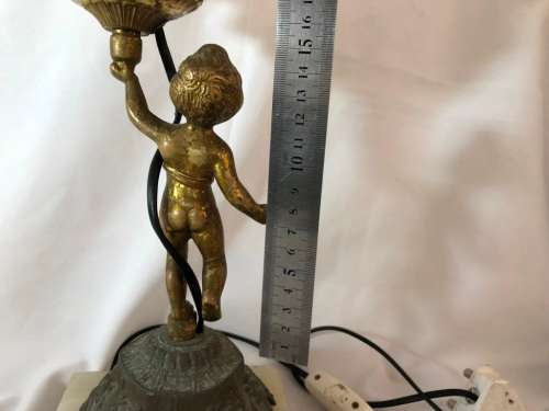 VINTAGE BRONZE FIGERUNE TABLE LAMP ON A MARBLE BASE - 44CM