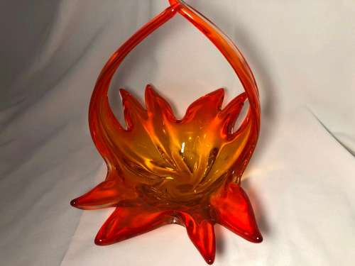 MURANO GLASS BASKET - NEAR PERFECT 24CM HIGH