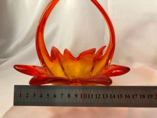 MURANO GLASS BASKET - NEAR PERFECT 24CM HIGH