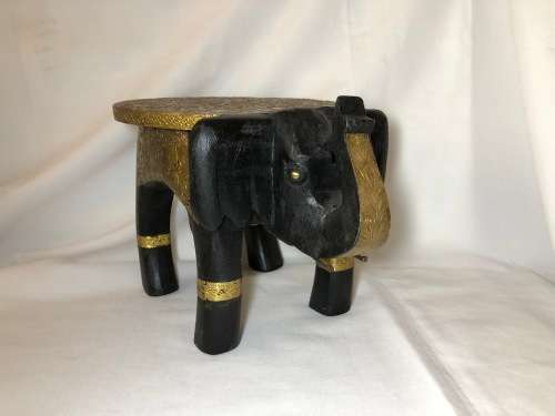 BEAUTIFUL HANDMADE ELEPHANT SHAPE WOOD SIDE TABLE COVERED WITH BRASS