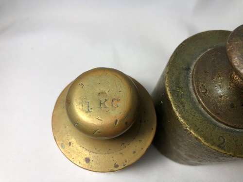 3 Antique brass scale weights - loads of character - 6kg