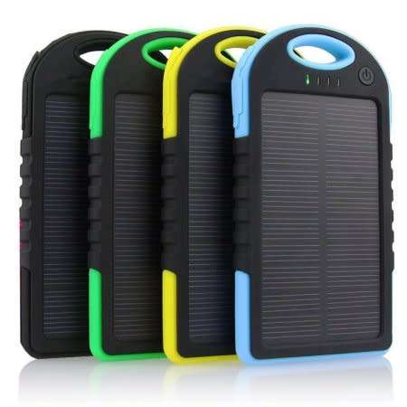 Power Bank 5000mAh Water Resistant with LED light - Solar powered