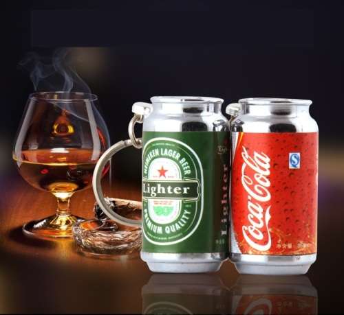 Novelty Coca Cola or Heineken Gas Refil Lighters
