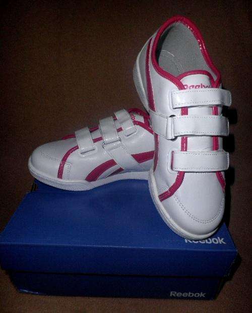 Brand New ***Authentic*** REEBOK TRIPLE VELCRO STRAPPED PINK/WHITE TRAINERS in UK 5