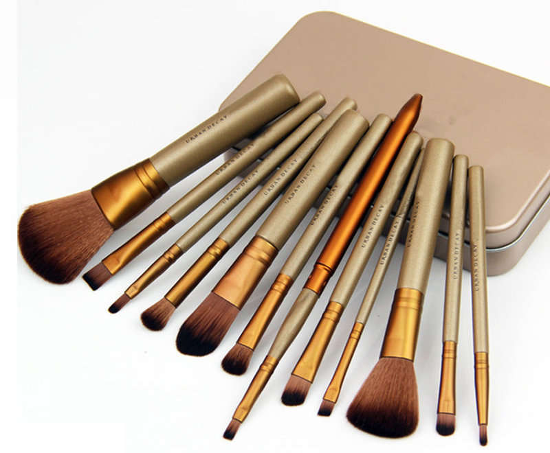 *LOCAL STOCK* Professional Makeup Cosmetic 12pcs Brush Set Gold Metal Tin Box GIFT