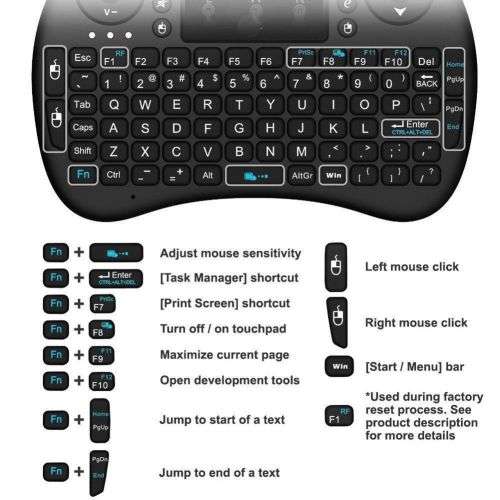 Rii mini i8 2.4G Wireless keyboard backlit With TouchPad Mouse for Computer Laptop Tablet SmartTV