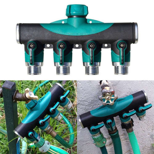 4- Way Metal Garden Hose Splitter,Fits With Outdoor Faucet,Sprinkler  Irrigation Systems, Leak Proof
