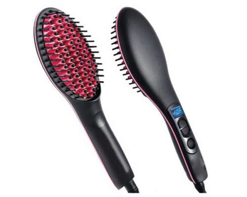 Hair Straightening Brush With LCD Display unboxed