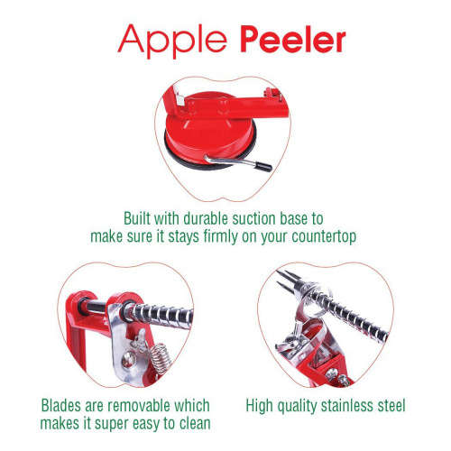 Durable Heavy Duty Cast Steel Apple Slicing Coring and Peeling Machine Razor Sharp Stainless unboxed