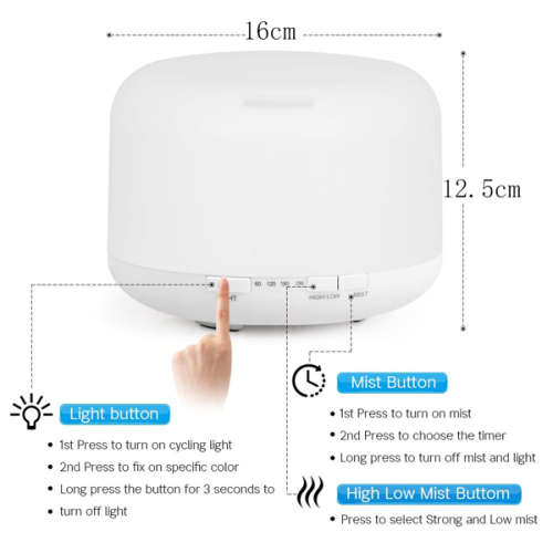 500ml Aromatherapy Essential Oil Diffuser Cool Mist Humidifier Waterless  Unboxed