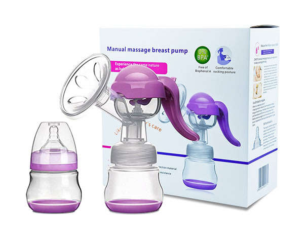 Manual Breast Pump with Lid for Breastfeeding 100% Food Grade, BPA-Free
