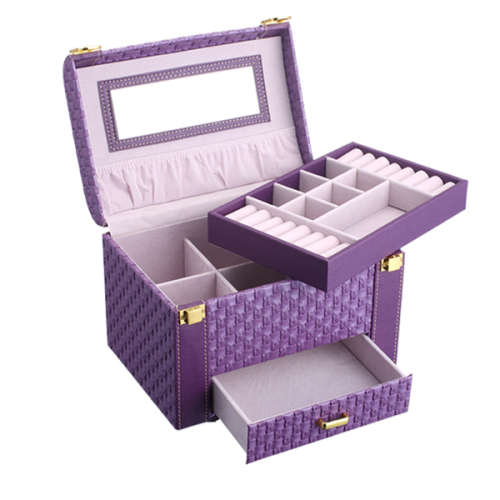 Three-Layer PU Jewelry Box with Lock & Mirror Unboxed