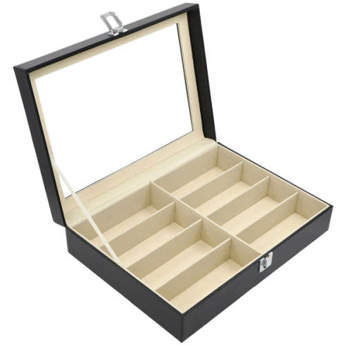 PU Leather 8 Grids Glasses Eyewear Sunglasses Display Storage Case Organizer Unboxed