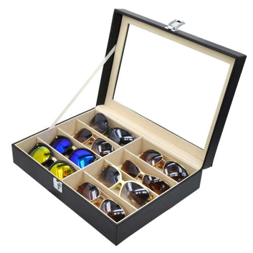 PU Leather 8 Grids Glasses Eyewear Sunglasses Display Storage Case Organizer Unboxed