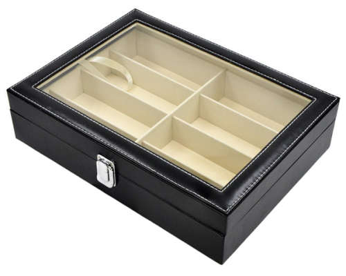 PU Leather 8 Grids Glasses Eyewear Sunglasses Display Storage Case Organizer Unboxed