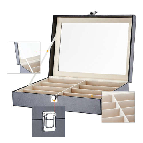PU Leather 8 Grids Glasses Eyewear Sunglasses Display Storage Case Organizer Unboxed