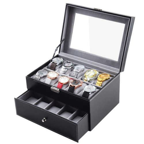 Luxury 20 Slots PU Leather Watch Display Collection Case Jewelry Storage Organizer Unboxed