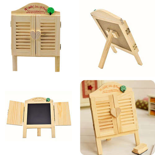 Mini Display Boards Chalkboard with Window-Shades Closing Unboxed