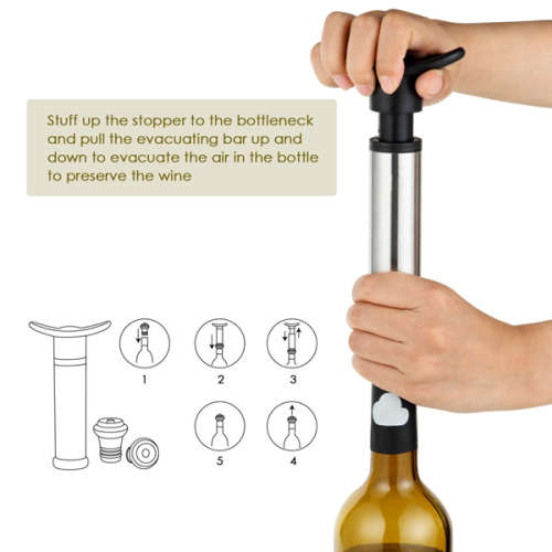Wine Saver Pump Preserver with 2 Re-usable Vacuum Bottle Stoppers  Unboxed