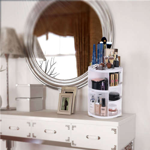 360-Degree Rotating Makeup Organizer Adjustable Multi-Function Cosmetic Storage Box Unboxed