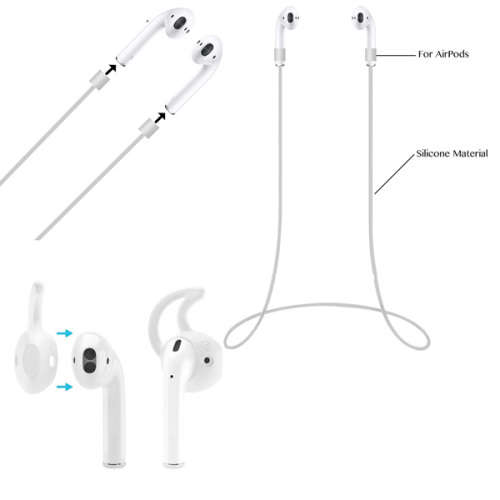 Silicone Anti-lost Strap & EarPods Cover For Airpods-White Unboxed