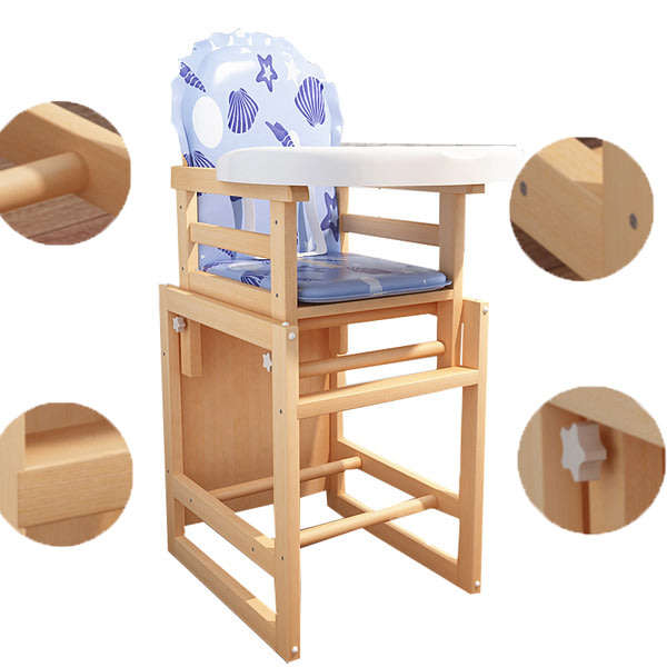 Solid Wood Multi-functional Baby Feeding High Chair Unboxed