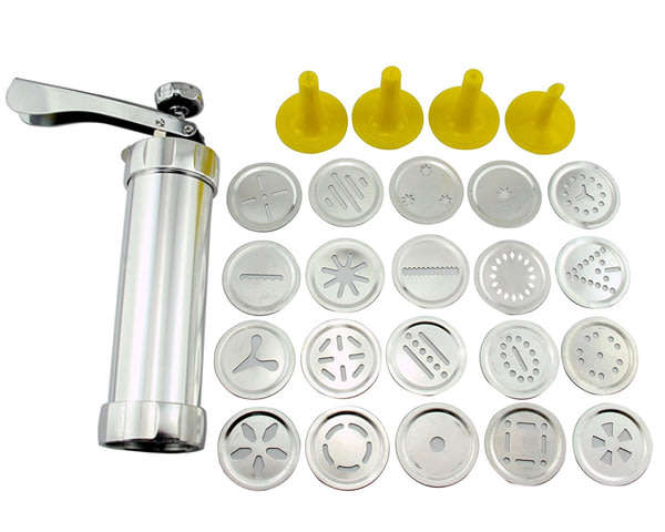 Biscuit Cookie Press Set Includes 20 Disc Shapes & 4 Icing Tips Unboxed