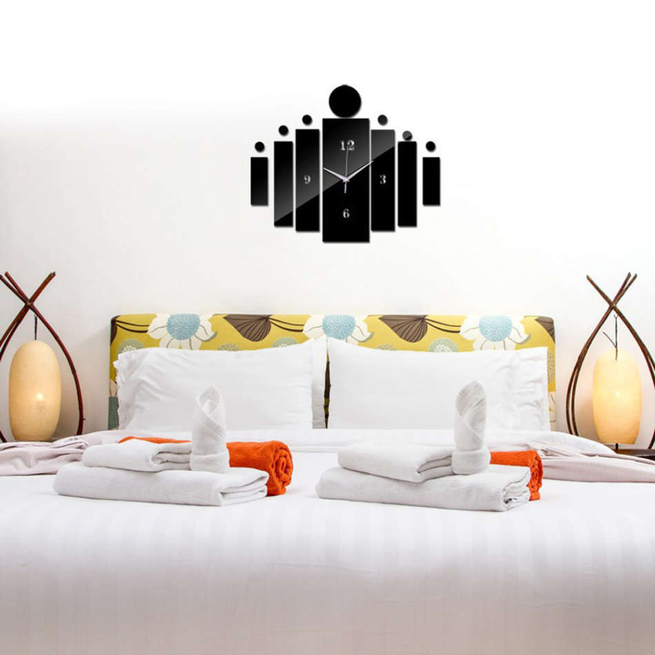 Modern Art DIY Acrylic Mirror Cylinder Wall Clock-Black unboxed