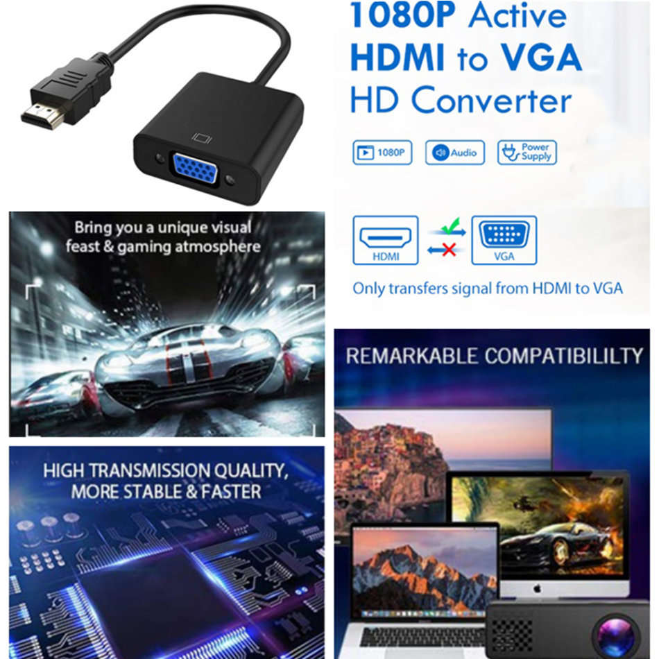 1080P HDMI to VGA Video Converter with Micro USB & 3.5mm Audio Cable Unboxed