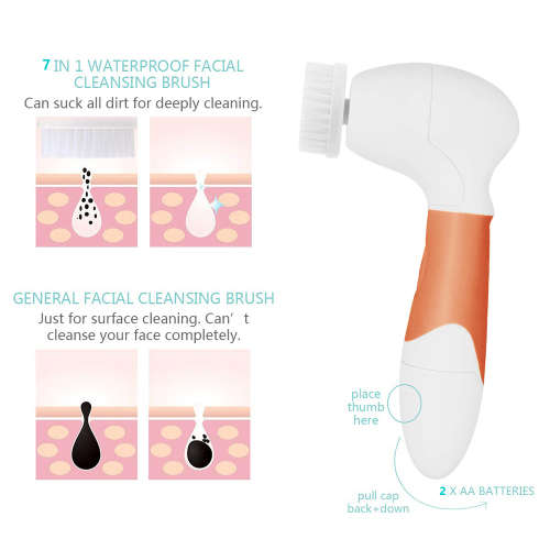 7 in 1 Electric Facial Cleanser - Orange Unboxed
