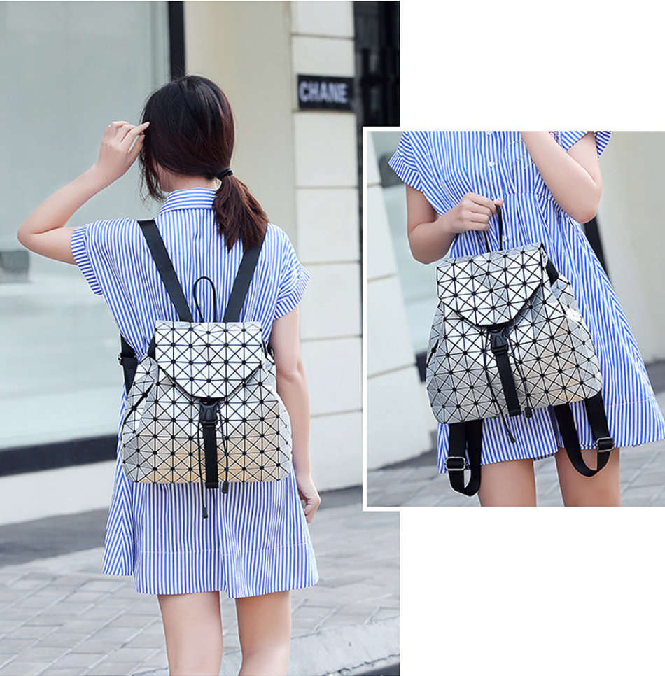 *LOCAL STOCK* Women Fashion Travel Geometric Backpack-Silver