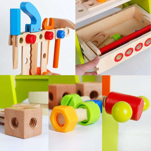 Childrens Wooden Table Top Work Bench Toy Unboxed