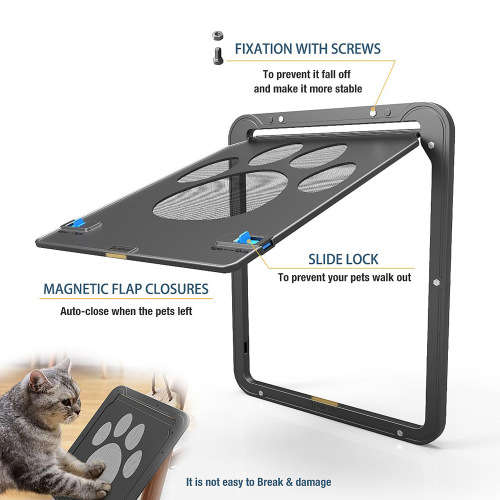 Pet Cat Small dog Door Magnetic Flap Door for Screen Door Unboxed